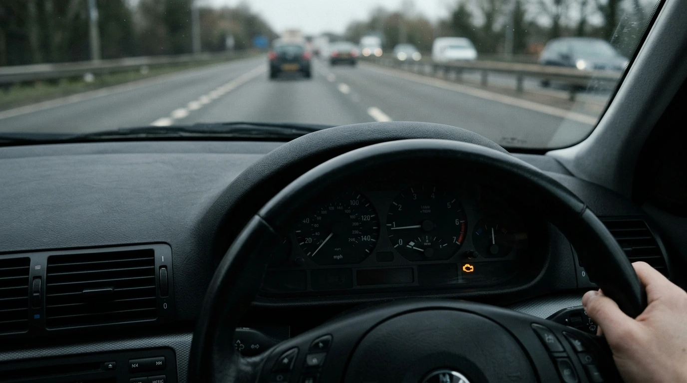 Voyant moteur allumé au tableau de bord d'une voiture