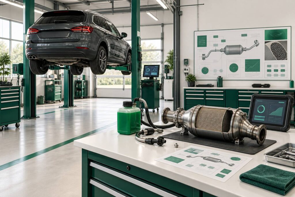 Illustration éditoriale du sujet : Additif pour Filtre à Particules : Fonction, Utilisation et Coût