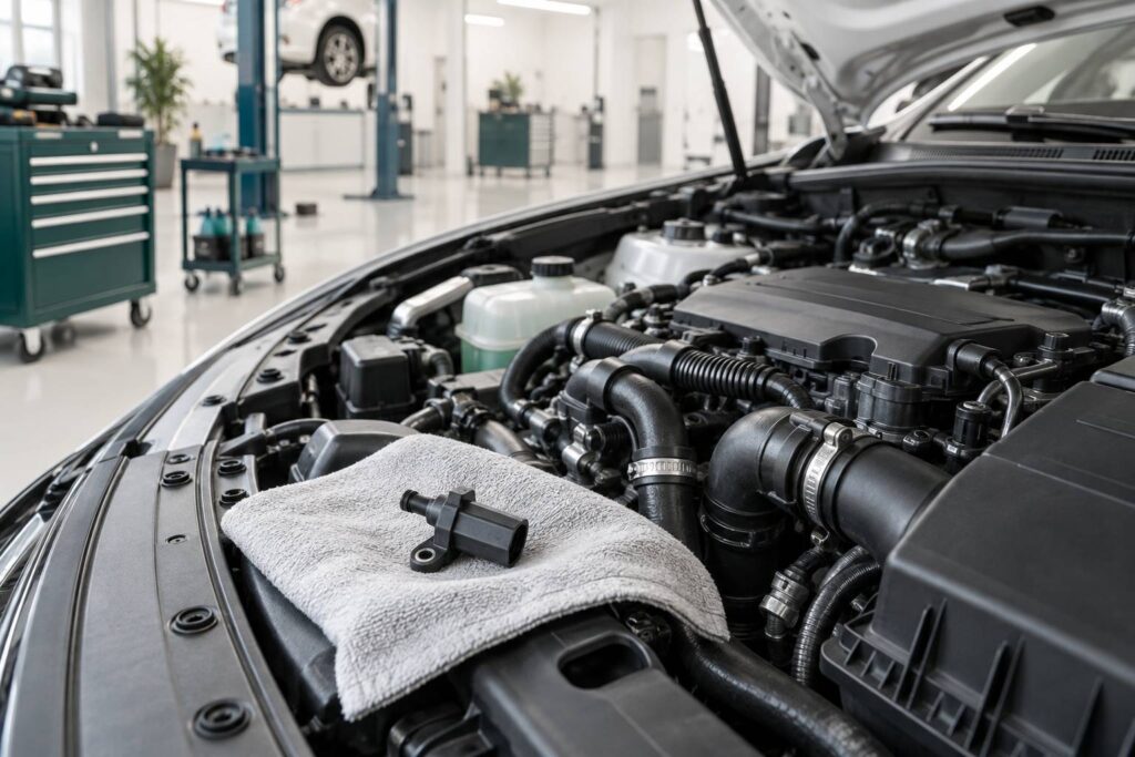 Capteur de pression dans un compartiment moteur ouvert dans un atelier propre