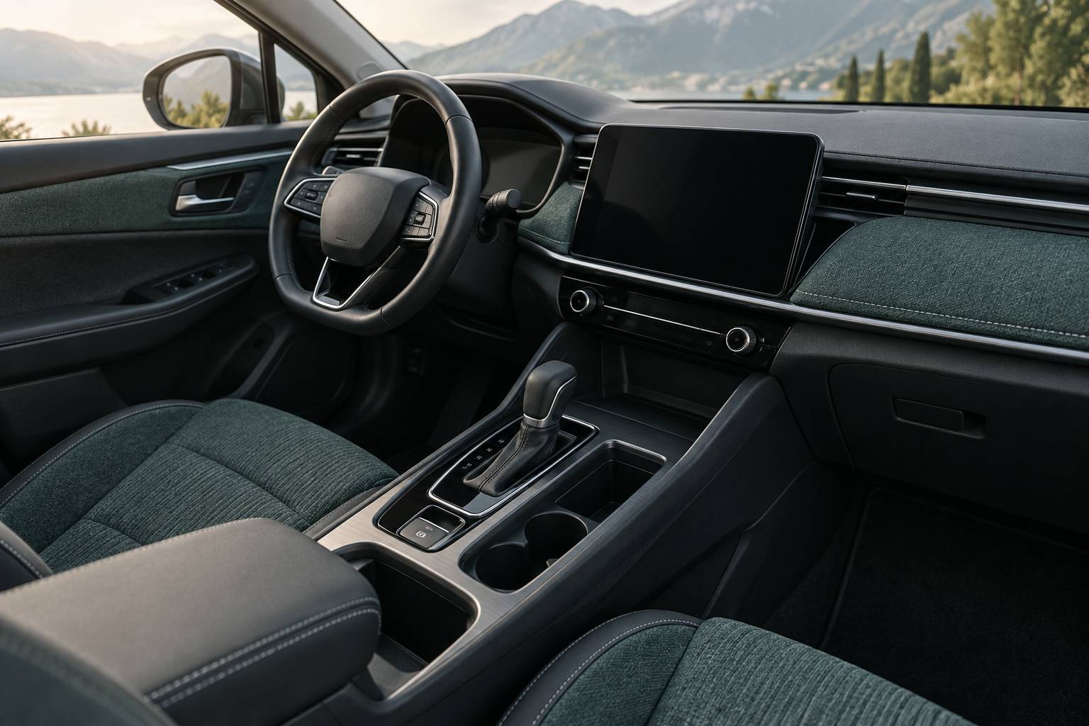 Sélecteur de boîte automatique sur la console centrale d'une voiture